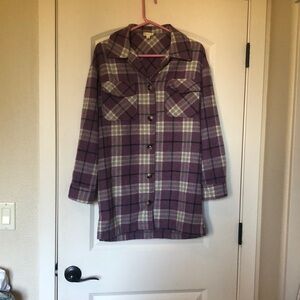 Hem and Thread Purple Plaid Shacket Flannel